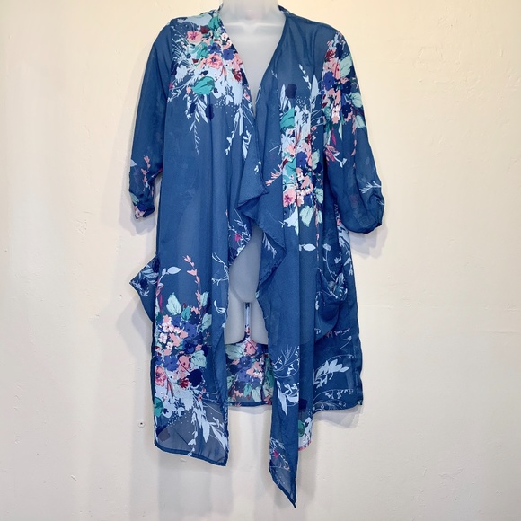 Band of Gypsies Sweaters - Band Of Gypsies Floral Sheer Pocket Kimono